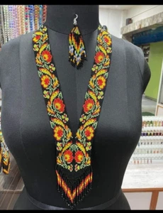 Handmade Necklace Seed Bead Boho American Style  Beaded Multi Strand Necklace - Picture 1 of 8