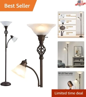 Modern Torchiere Lamp - LED Standing Reading Light - Adjustable - Bulbs Included - Image 1 of 4