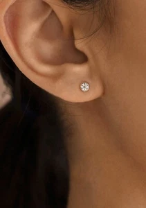 Diamond Earrings in 14K Solid Yellow Gold , Stunning Gift For Women - Picture 1 of 10