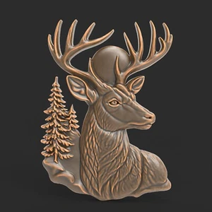 STL File Deer relief 3D Model For CNC Router Printer Gcode Artcam Aspire - Picture 1 of 7
