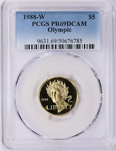 (2) 1988-W Seoul Olympic Gold $5 COMMEMORATIVE PCGS PR69DCAM and NGC PF70 UC - Picture 1 of 6