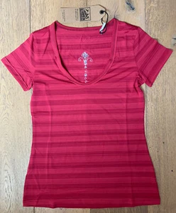 Alp-n-Rock Women's Small 2 Heather Burgundy Striped T-Shirt Top Blouse LENA New - Picture 1 of 6