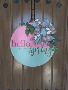 Door Front Hanger Sign Hello Spring Decoration Hanging Wooden Home Hangers Wall - Picture 1 of 3