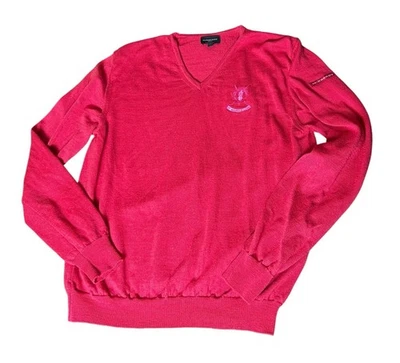 Suéter Burberry Merino Talla Mediana Rojo Rosa Manga Larga St Andrews Eslabones Cuello en V Foto 1 de 4