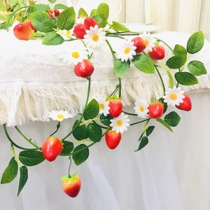 Artificial Strawberry Flower Vine 6.6FT Strawberry Flowers Plant Vine Garland... - Picture 1 of 9