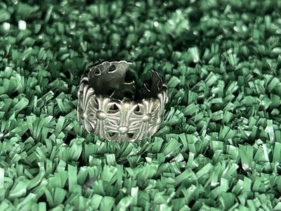 Anillo Cementerio Corazones Cromados Anillo Ajustable Plata 925 Foto 1 de 4