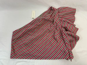 NWT $90 Maeve Anthropologie Ruffled Pink Striped One Shoulder Top Size L - Picture 1 of 12