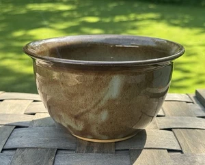 Studio Art Pottery Glazed Bowl Rustic Green Brown Signed Stoneware Ceramic 1 Qt - Picture 1 of 14