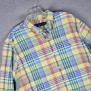 Ralph Lauren camicia uomo XL multi plaid carne pony logo manica lunga abbottonata - Foto 1 di 8