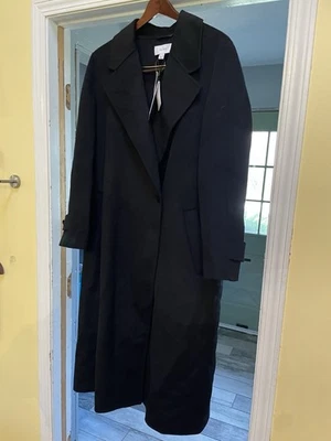 $685 - REISS Emilie Belted Wool Blend Coat in Black Size 10 - Missing Belt - Image 1 of 4