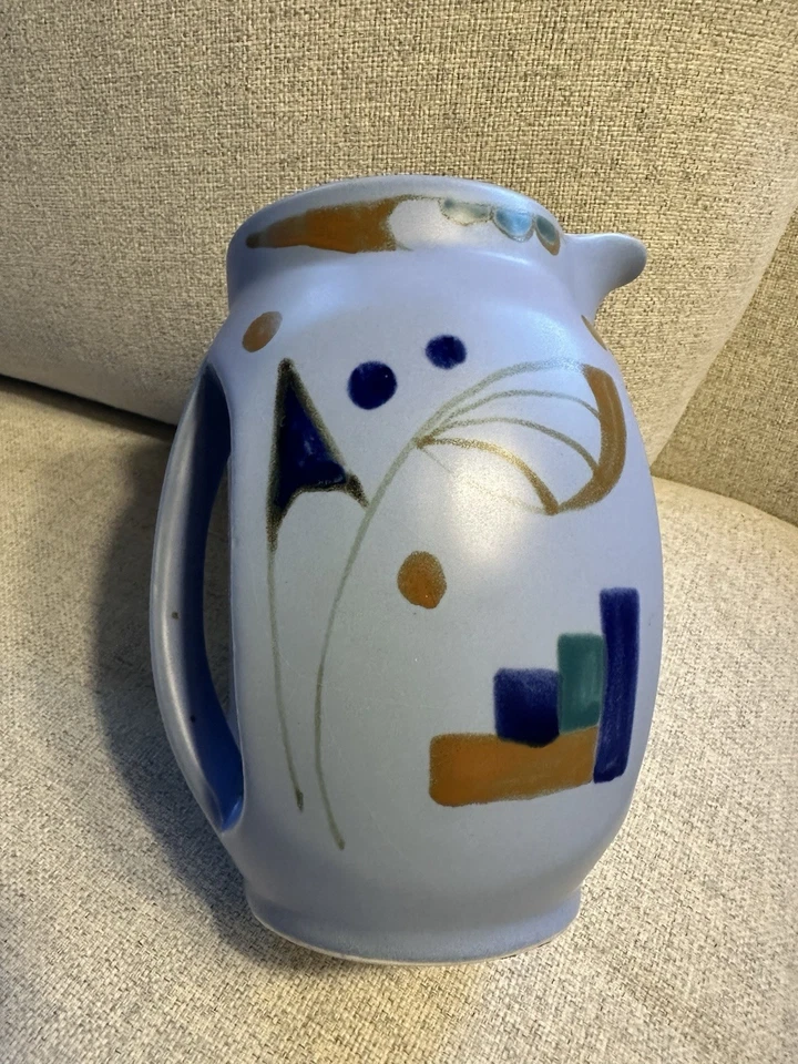 Checo? ¿Holandés? Jarrón jarra abstracto azul constructivista estilo Art Deco Gouda Foto 1 de 4