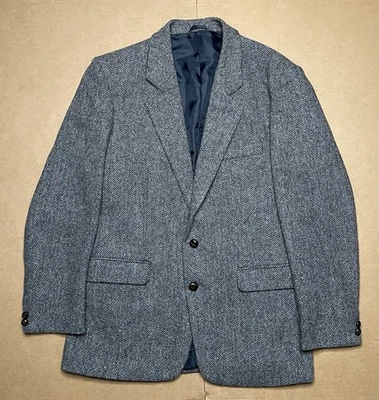 HARRIS TWEED Men’s 40R Blazer Wool Blue Green Single Breast Double Vented - Image 1 of 4