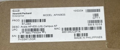 HPE ARUBA APIN0635 (US) CAMPUS WIRELESS ACCESS POINT ZIGBEE WI-FI 6E R7J28A - Image 1 of 4