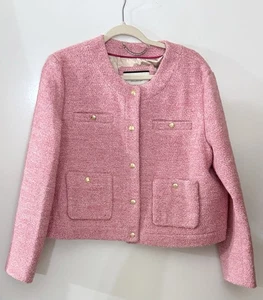 Blazer de tweed rosa burbuja colección J Crew estilo francés talla 16 - Imagen 1 de 7