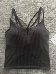NWT Lululemon Ebb To Street Strappy Cropped Tank B/C Size 8 Black - Picture 1 of 5