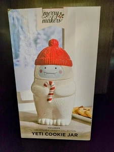 Tarro de galletas YETI aperitivos golosinas tapa sellada alegre fabricante lindo nuevo en caja fiesta navideña - Imagen 1 de 5