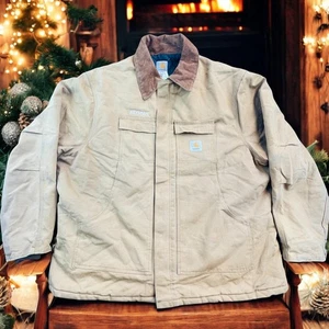 Chaqueta Carhartt Duck Para Hombres XL Marrón Forrada Sherpa Marca Pana Cuello J284 FRB - Imagen 1 de 13