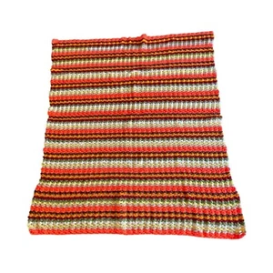 Vintage 1970s Striped Colorful Crochet Afghan Throw Blanket 64 X 53 - Picture 1 of 9