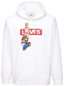 Levi's x Nintendo Super Mario Bros Graphic Sweatshirt Hoodie White Small Game - Picture 1 of 15
