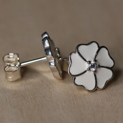 New Authentic Pandora Primrose Stud Earrings 290569EN12 W Suede Pouch - Image 1 of 3