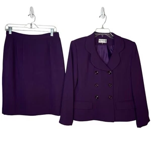 Kasper Damen Polyester Rock Anzug Größe 12P Lila Zweireiher Gefüttert Cocktail - Bild 1 von 9