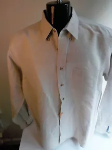 BOSTON PREPATORY COMPANY LS Button Down Shirt-Cotton-Beige-SZ LG//-USA Made - Picture 1 of 5