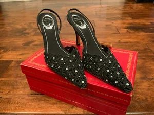 Tacones Rene Caovilla negros con joyas punta talla 10,5 (US) 40,5 (IT) - Imagen 1 de 10