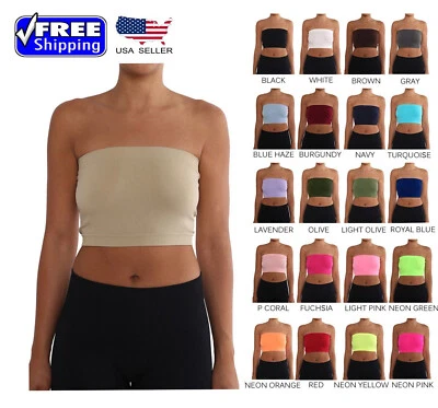 Seamless Tube Top Layering Bandeau Stretchable Spandex Bra REG and PLUS sizes - Image 1 of 3