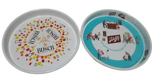 Lot 1962 Schlitz Beer Serving + Busch Bavarian Beer Metal Tray Vtg EXCELLENT - Picture 1 of 13