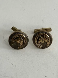 Vintage horse cufflinks Brass - Picture 1 of 2