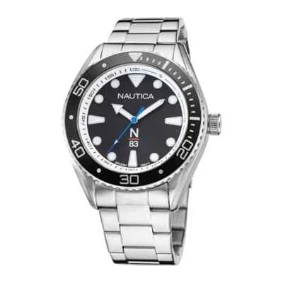 Mens Wristwatch NAUTICA FINN WORLD NAPFWF117 Stainless Steel Black Sub 50mt - image 1 of 2