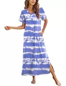 Womens Full Length Long Nightgown with Pockets - Picture 1 of 5