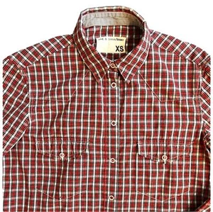 rag & bone men’s l/s western style snap front & cuffs plaid shirt, red size XS - Picture 1 of 12