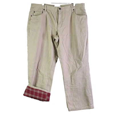 Мужские штаны Redhead 40x30 с фланелевой подкладкой желтовато-коричневые прямые штанины хлопок теплые для улицы - Изображение 1 из 4