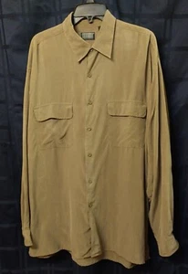 Knightsbridge Mens Heavy SILK Button-Up Shirt KHAKI XL 50" Chest - Picture 1 of 3