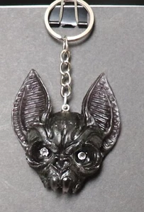 Vampire Bat head keychain hand made from resin 2.5"bat head - Picture 1 of 9