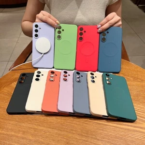 For Samsung S24 S23 Ultra S22 S21 FE A55 A15 Magsafe Silicone Magnet Case Cover - Picture 1 of 23