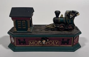Hasbro Monopoly Spiel B&O Eisenbahn Zug Dampfmaschine Banker Gusseisen Coin Bank - Bild 1 von 5