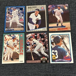 Mark Grace-Lotto 6-MLB CARDS-1989 Topps #465 All Star Rookie Gold Cup-Chicago Cubs - Foto 1 di 2