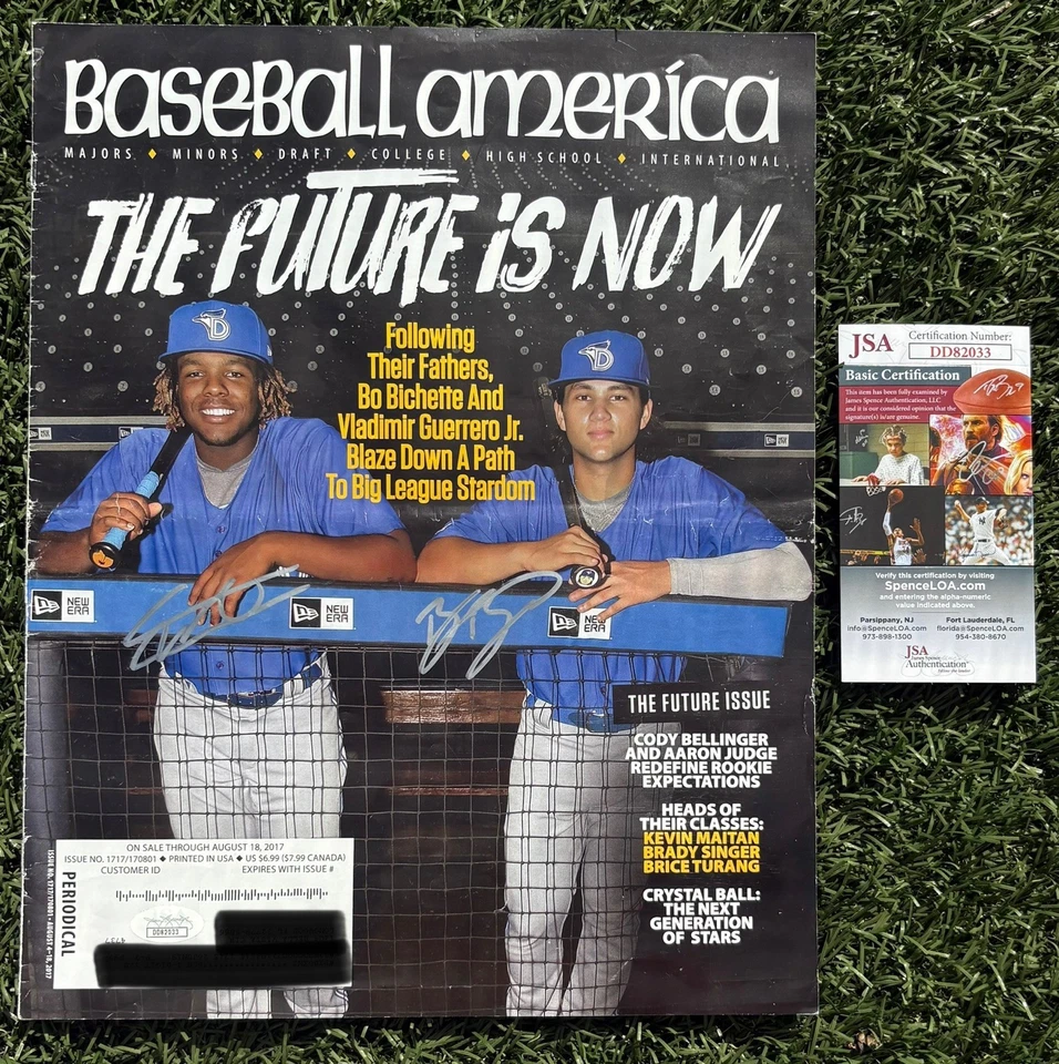 Vlad Guerrero Jr & Bo Bichette Signed Autographed Baseball America Cover  w/ JSA - Image 1 of 1