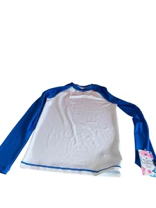 Top Tommy Bahama ragazzo manica lunga antieruzione cutanea taglia 8 bianco blu nuovo con etichetta - Foto 1 di 6