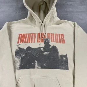 Twenty One Pilots Hoodie Medium Concert Tour Merch Cream Off White Band Grunge - Picture 1 of 7
