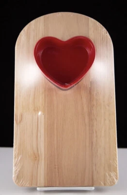 Valentines Day Heart Charcuterie Board Red Dish With Wood Serving Tray New - Image 1 of 4