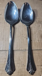 Set of 2 Serving Spoon 8 1/4" Oneida Royal Flute Stainless Flatware - Picture 1 of 3