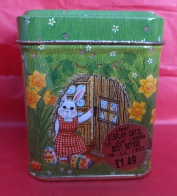 041.  Vintage St Michael EMPTY Bunny Tin Decorative Presentation Gift Box Tin - Image 1 of 4