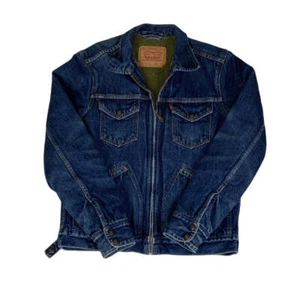 Chaqueta de mezclilla Sherpa forrada de vellón verde vintage años 00 Y2k Levi Strauss & Co con cremallera - Imagen 1 de 3