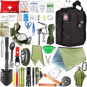 Survival First-Aid Kit Camping Hiking Military Emergency Hunting Fishing Trip - Picture 1 of 56