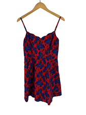 MARKET AND SPRUCE Size Medium Linen Red Blue Floral Spaghetti Strap Sundress