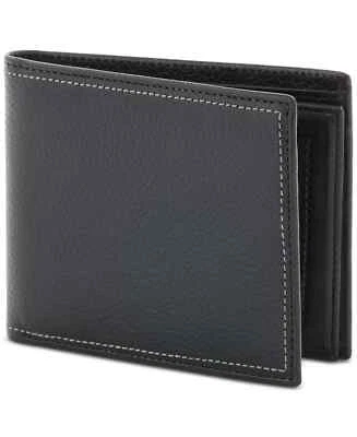 PERRY ELLIS PORTFOLIO Men's Super Pebble Passcase Bifold Wallet Black ONE SIZE - Image 1 of 2