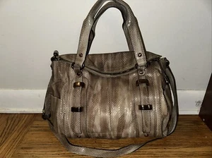 B Mackowsky Satchel Handbag Purse Python Snake Leather Rose Gold New Without Tag - Picture 1 of 7